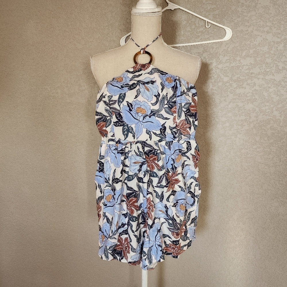 Old Navy Linen Halter Top Short Jumpsuit Size Medium NEW - Picture 1 of 7